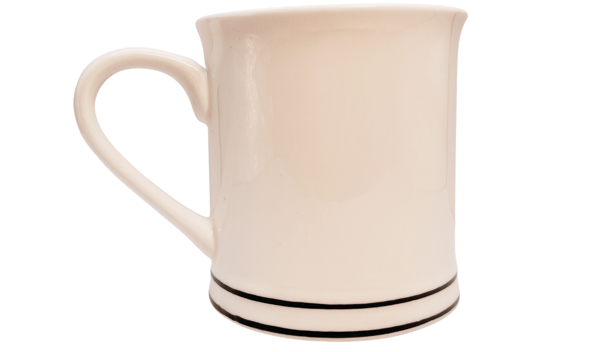The Bride Tiara Heart Mug back view with handle visible and plain reverse side