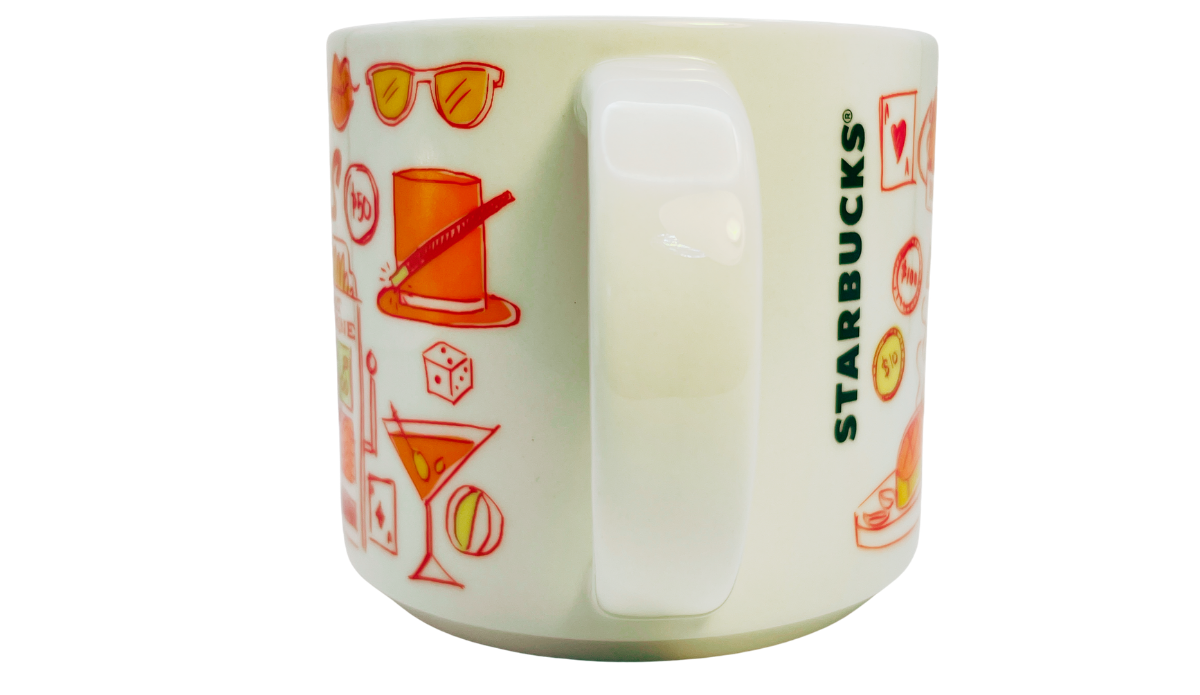 Starbucks Las Vegas Been There Series Mug handle side with casino themed artwork