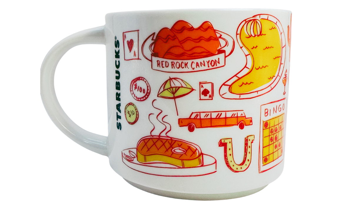 Starbucks Las Vegas Been There Series Mug featuring Red Rock Canyon artwork and Las Vegas icons