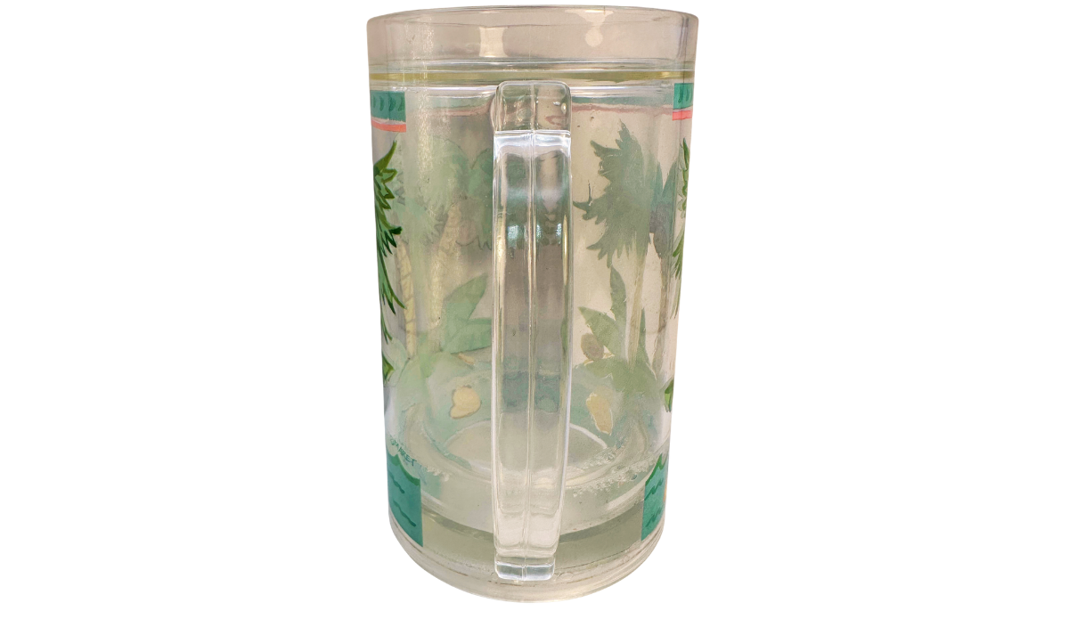 Maret Tropical Palm Tree Freezer Mug with clear acrylic handle