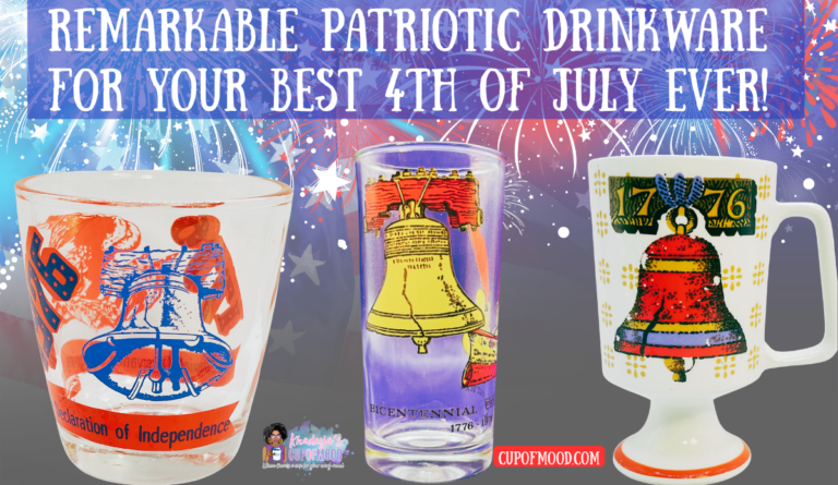 Vintage Bicentennial patriotic drinkware collection with Liberty Bell mug and commemorative glasses
