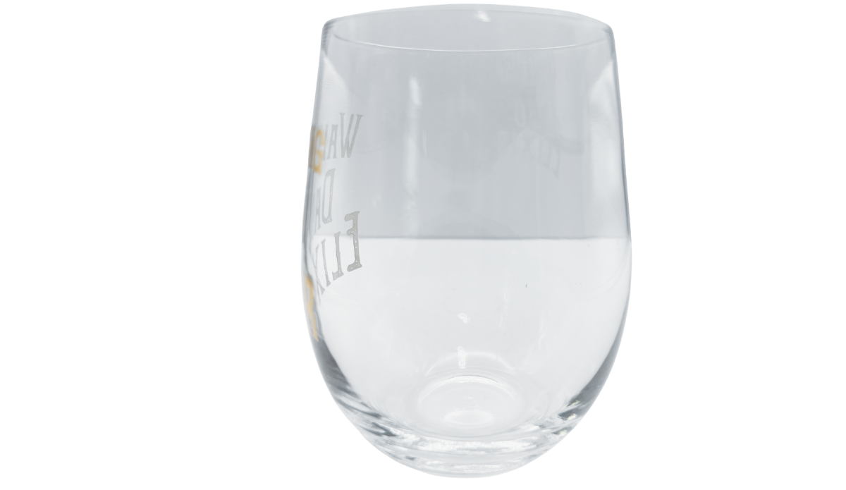Right side profile of Walking Dad Elixir Stemless Wine Glass