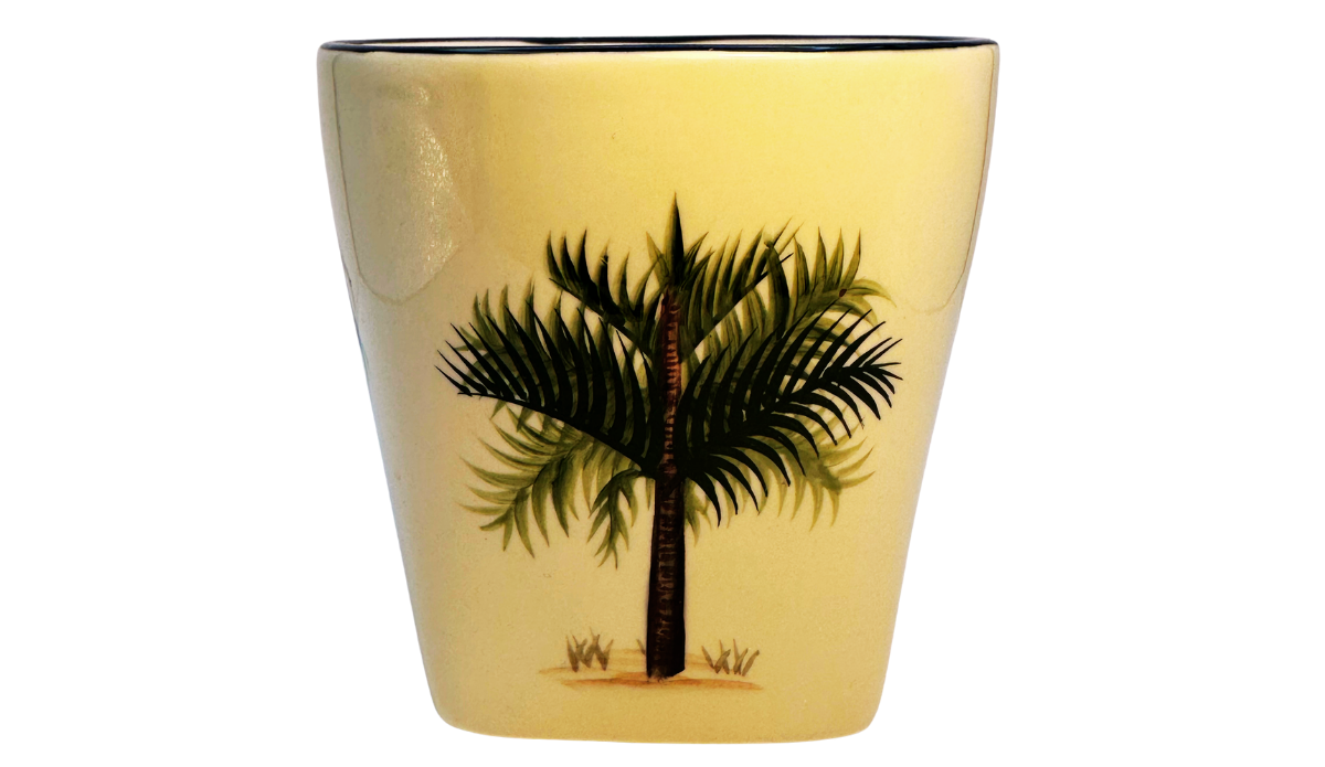Pacific Rim Palm Tree Hand Painted Ceramic Mug featuring tropical palm tree artwork