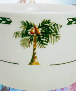 Bahama Palm Tree Porcelain Mug styled with tropical palm trees for a relaxing island inspired coffee break