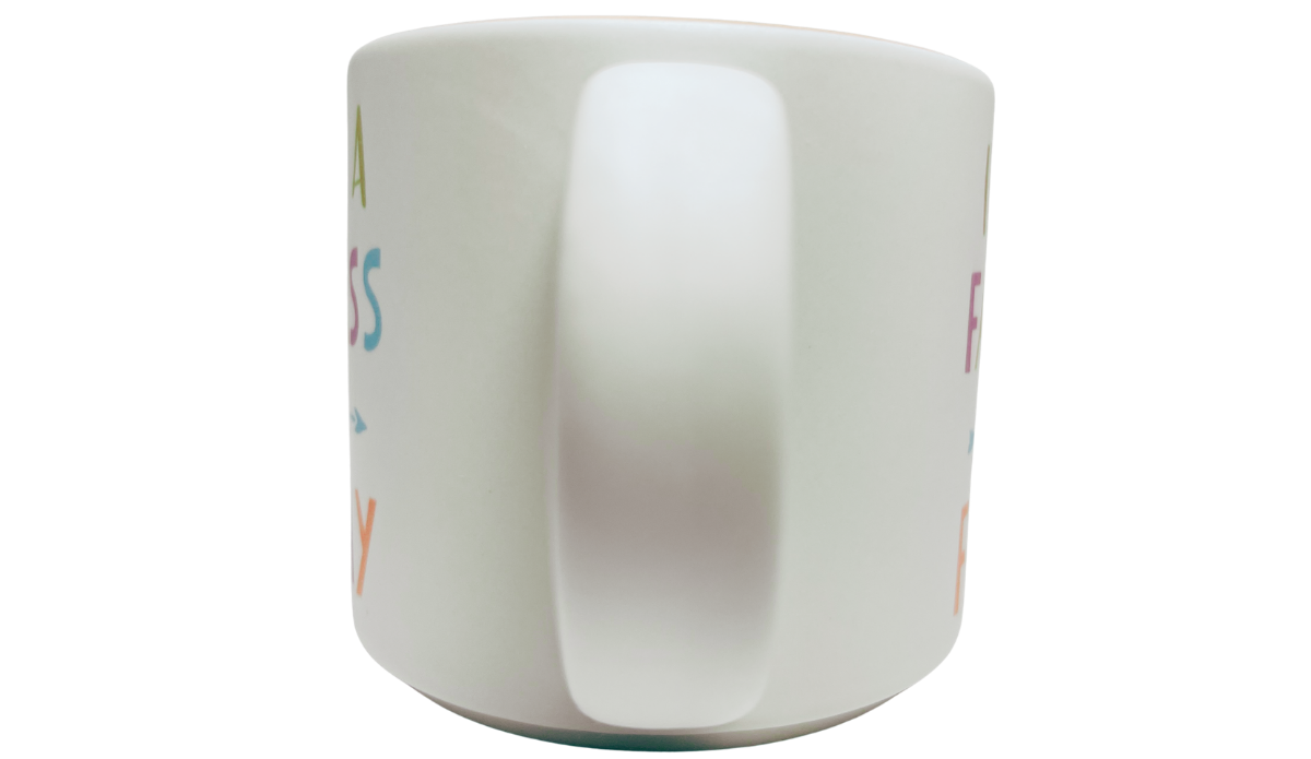 Disney FastPass Mug handle view with rounded white stoneware handle