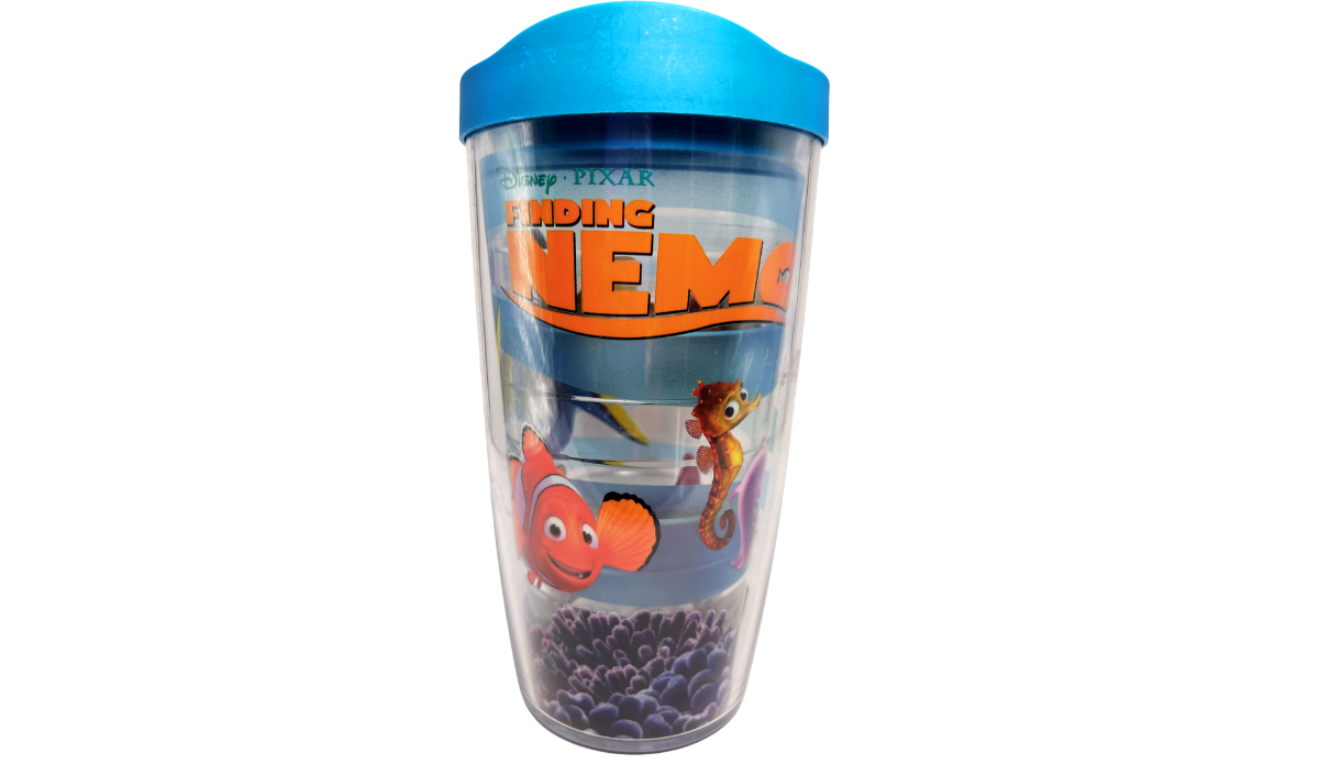 Disney Finding Nemo Tervis Tumbler front view with Nemo Sheldon and Finding Nemo logo