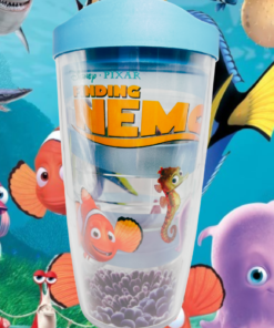 Disney Finding Nemo Tervis Tumbler displayed with colorful Finding Nemo ocean characters