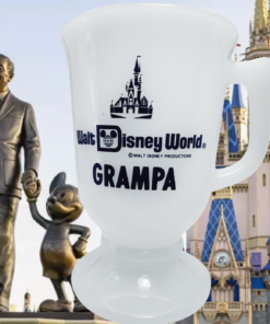 Vintage Walt Disney World Grampa mug with Partners statue and Cinderella Castle backdrop