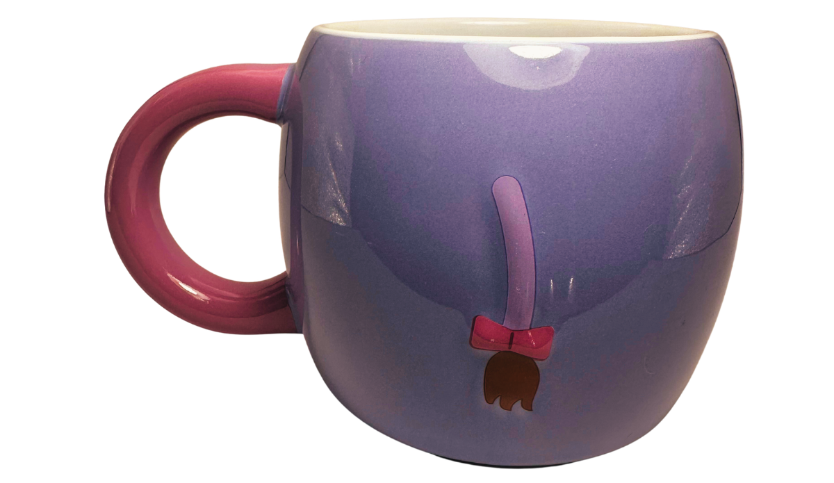 Disney Eeyore Tsum Tsum Mug back view with Eeyore tail and pink bow
