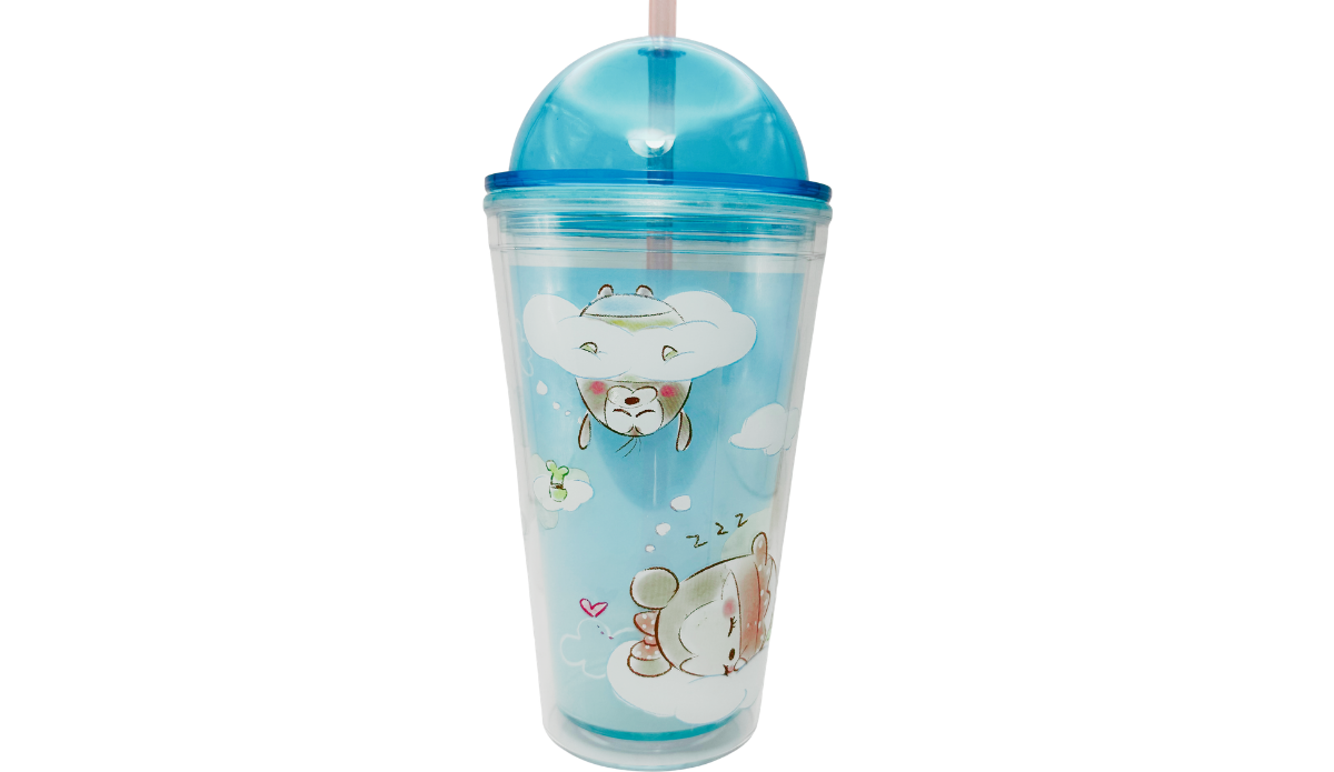 Disney Ufufy tumbler back view with sleeping character clouds heart and dream details