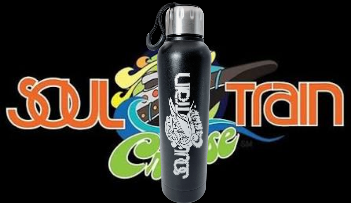 Soul Train Cruise Bottle lifestyle scene with Soul Train Cruise logo background