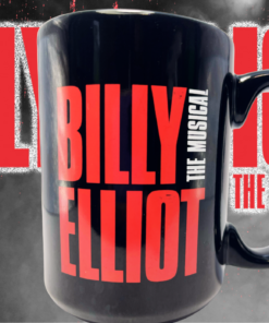 Billy Elliot musical mug displayed against a Billy Elliot The Musical graphic backdrop