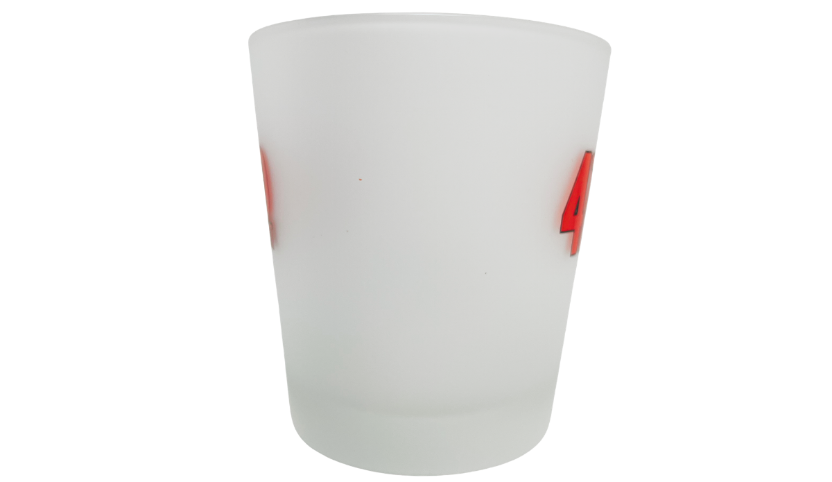 42nd Street Broadway tumbler additional middle view showing frosted glass and partial logos