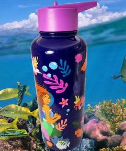 Disney Ariel Water Bottle lifestyle scene in colorful coral reef and ocean setting