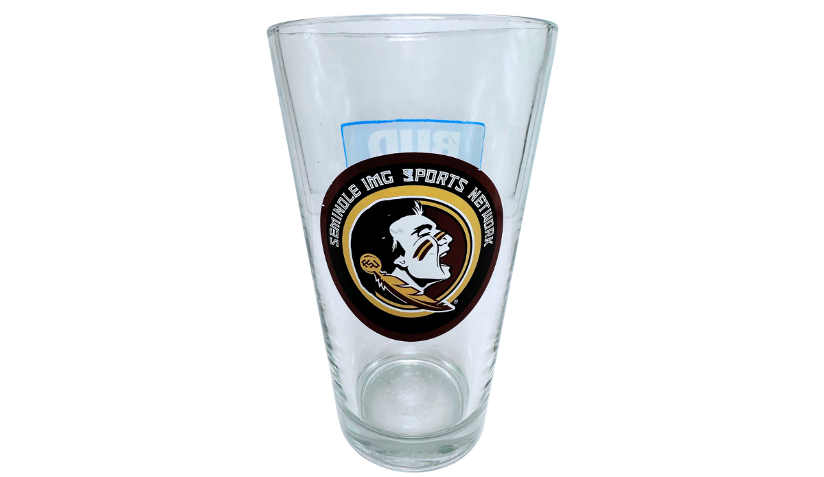 FSU Sports Network Pint Glass front view with classic Florida State Seminoles head logo