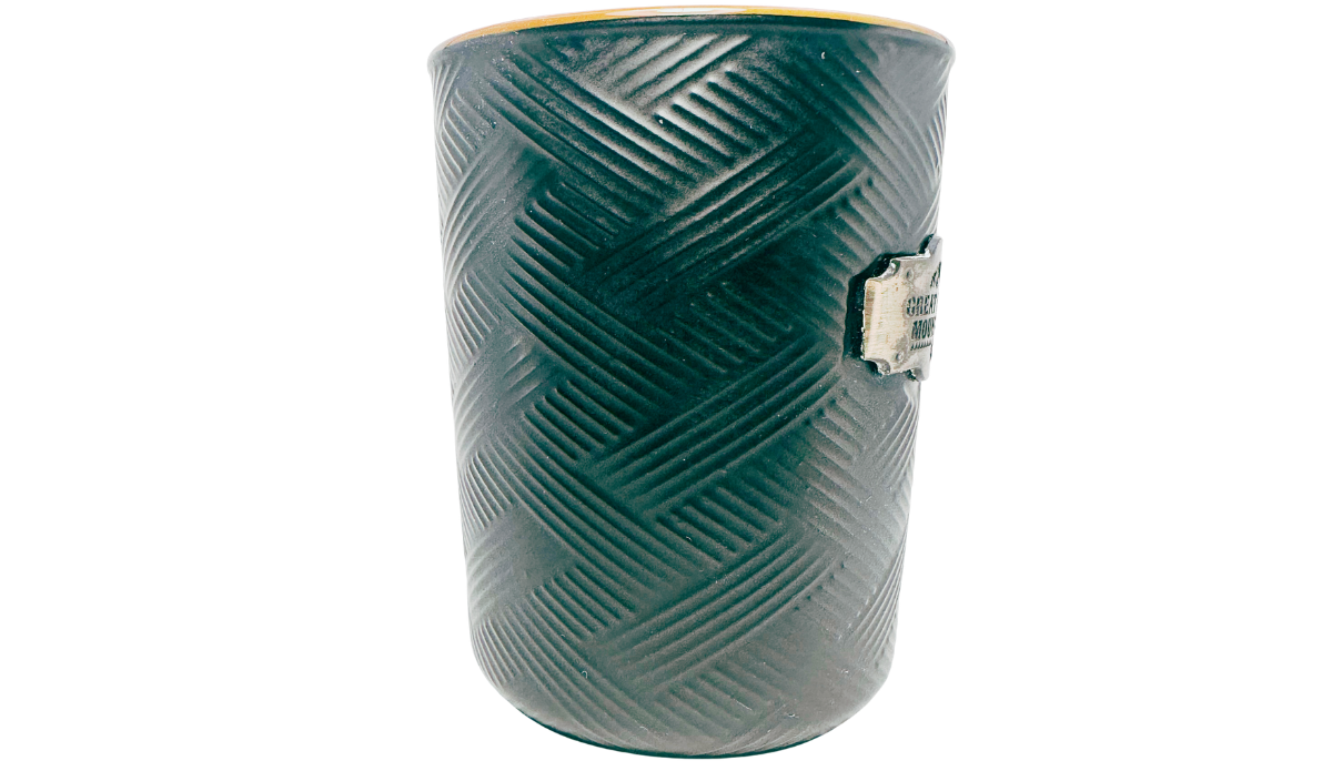 Great Smoky Mountains Medallion Souvenir Mug side view with black embossed basket weave texture