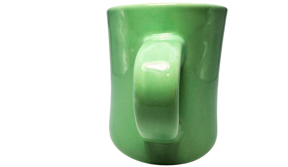 Daily Dose of Vitamin Sea Green Mug handle view with glossy matching green ceramic handle