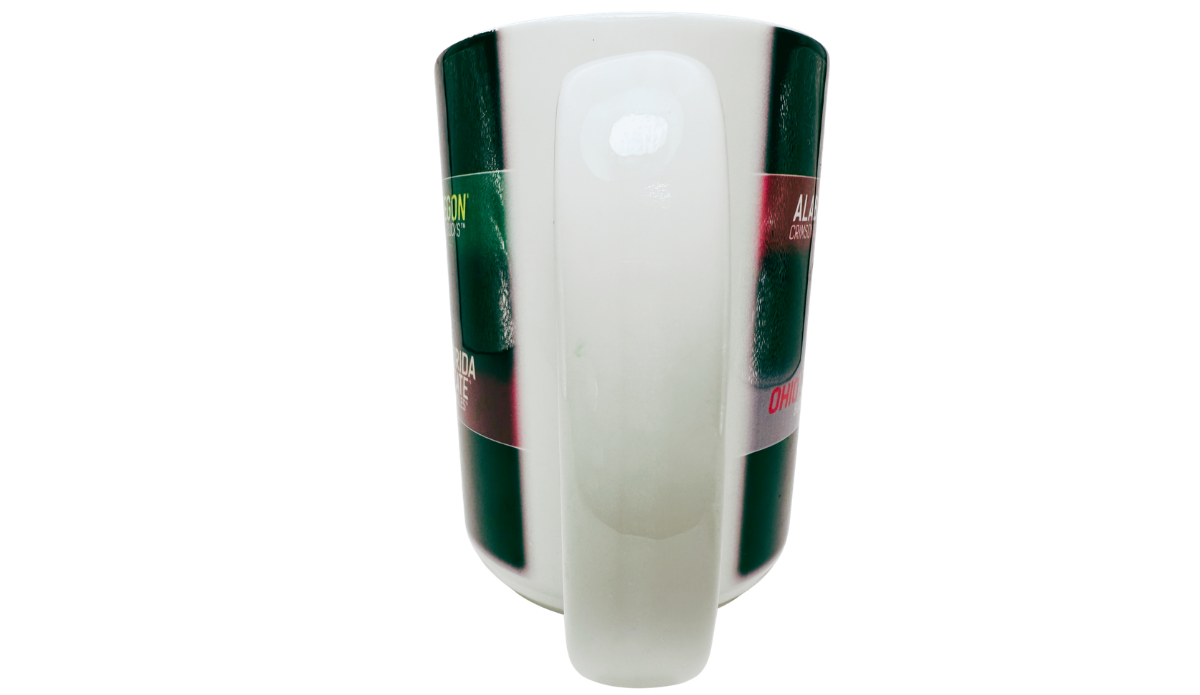 2015 College Football Playoff National Championship Mug white handle view with wraparound team graphics