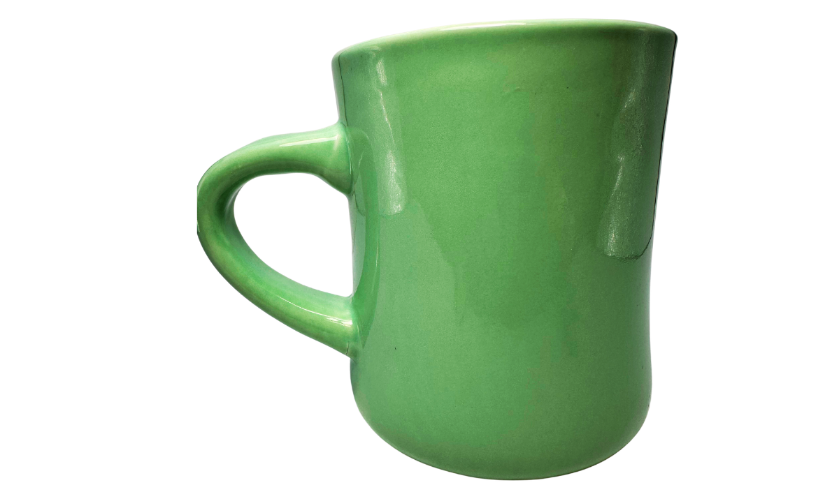 Back view of Daily Dose of Vitamin Sea Green Mug with solid glossy green finish