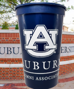 Auburn Alumni Association Stadium Cup displayed at an Auburn University campus entrance