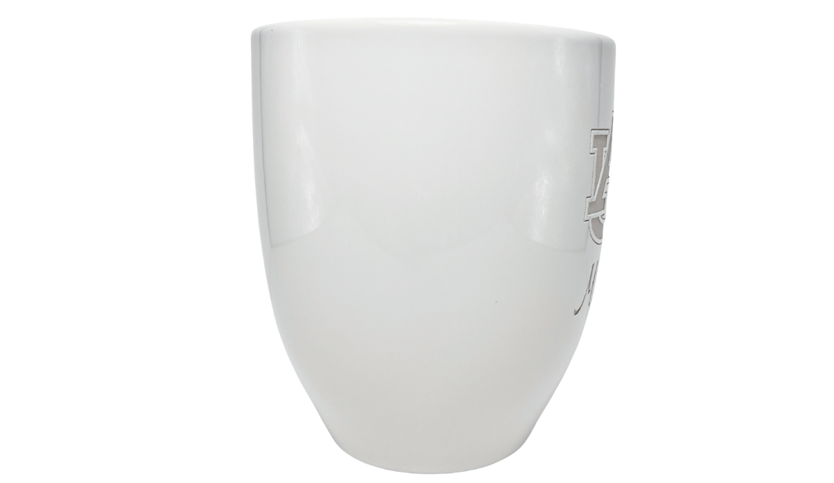 Auburn University Mom Mug middle view with partial AU logo and cursive lettering
