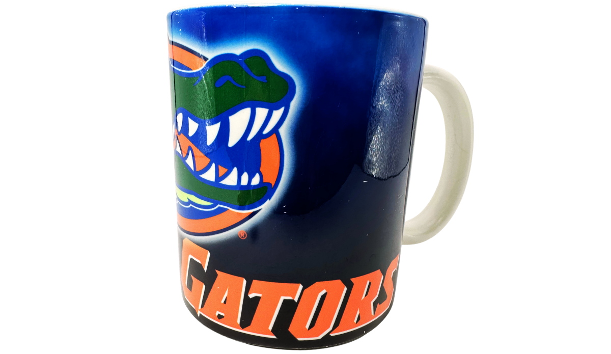 Florida Gators Blue Ombre Mug opposite side with Gator head artwork and orange Gators lettering