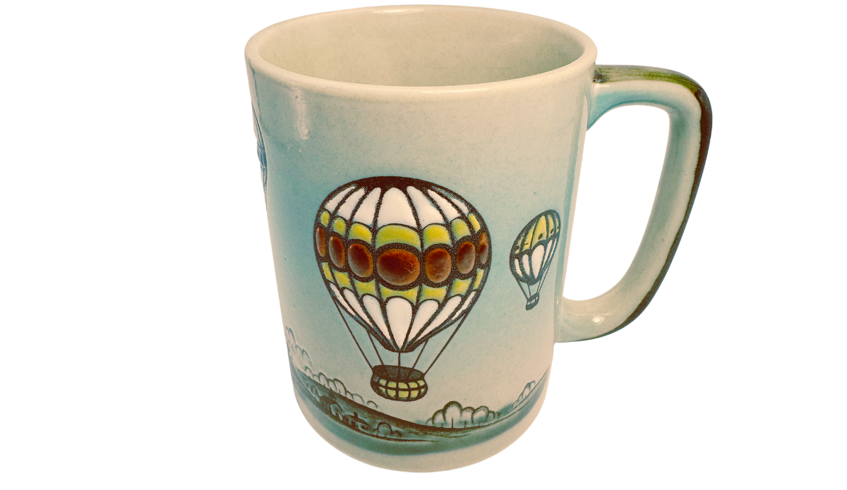 Otagiri Hot Air Balloon Coffee Mug angled inside view with balloon artwork