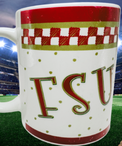 Florida State Checkerboard Mug in football stadium scene with Osceola riding Renegade