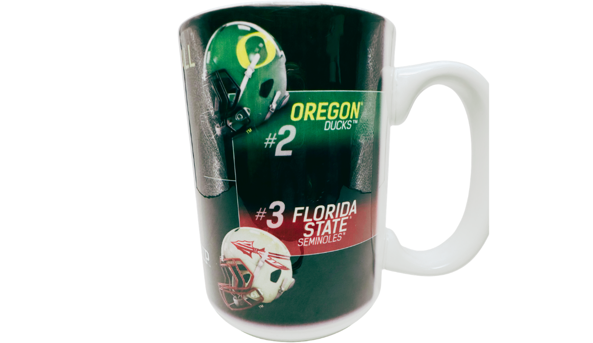2015 College Football Playoff National Championship Mug with Oregon Ducks and Florida State Seminoles graphics