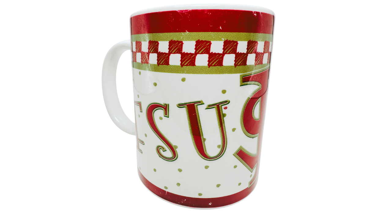 Florida State Checkerboard Mug FSU and monogram view with wraparound garnet gold collegiate design