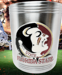 Florida State Can Cooler in football stadium scene with Osceola riding Renegade