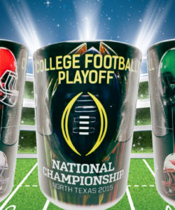 2015 College Football Playoff National Championship Mug lifestyle scene with four featured college football teams
