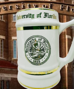 University of Florida Seal Beer Stein displayed at University of Florida campus entrance