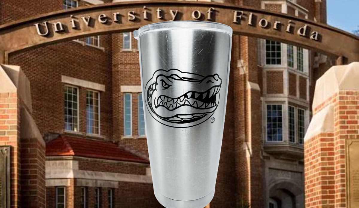 YETI Florida Gators Tumbler displayed at a University of Florida campus entrance