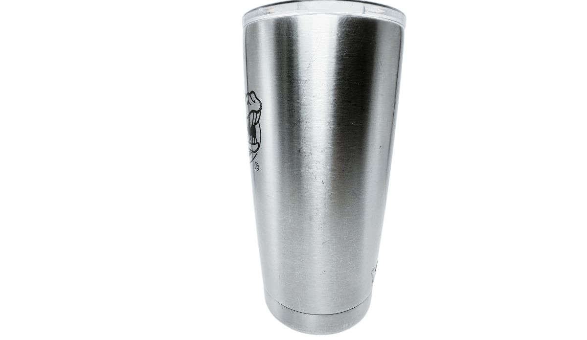 YETI Florida Gators Tumbler opposite side view with stainless finish and partial Gators graphic