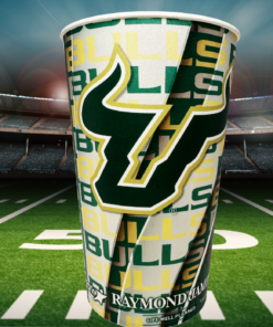 USF Bulls Raymond James Souvenir Cup displayed in a football stadium setting