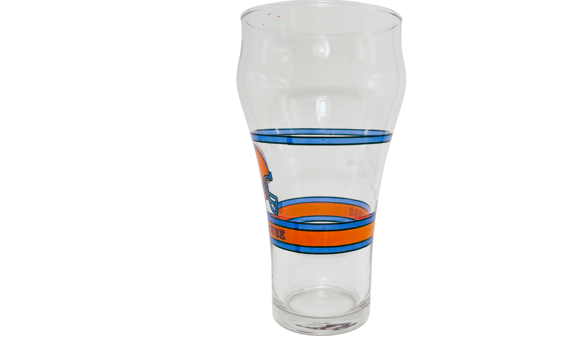 Syracuse football glass additional view with blue bands and partial helmet graphic