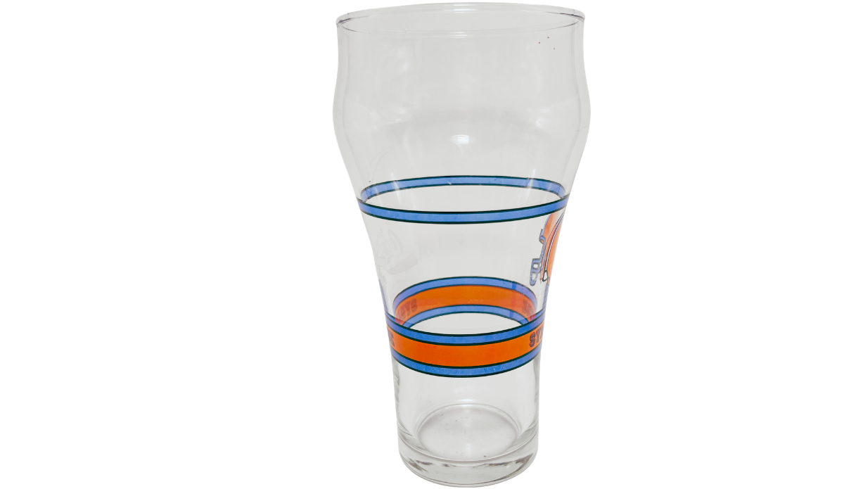 Syracuse football glass additional view with blue bands and partial helmet graphic