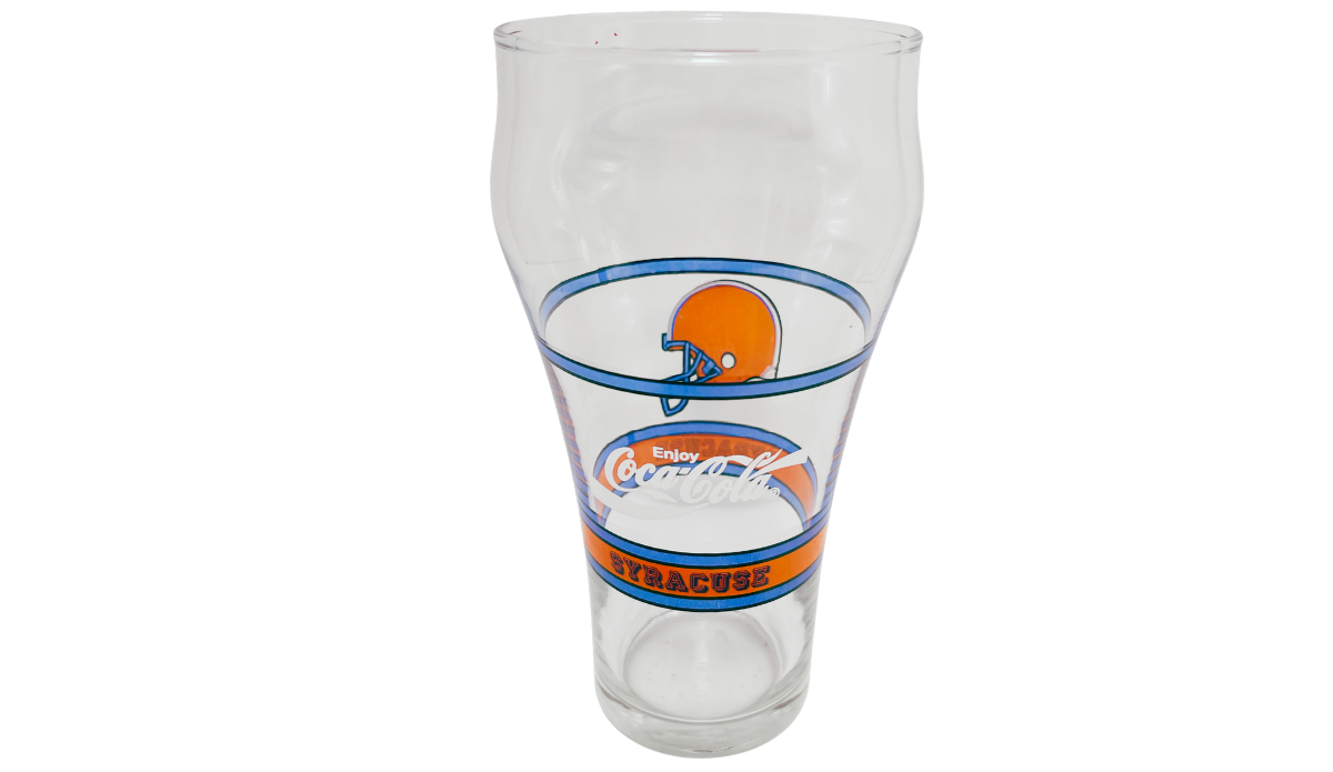Syracuse University Football Coca Cola Glass back view with Enjoy Coca Cola branding