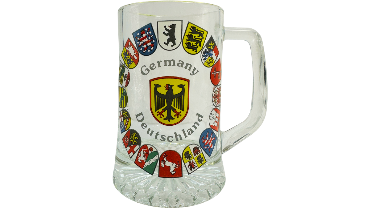 Germany Coat of Arms Mug front view with federal eagle and colorful German state crests