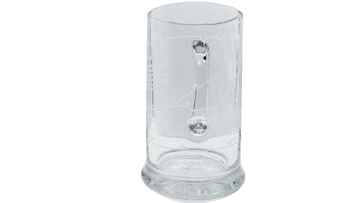 Niña Columbus Voyage Beer Mug middle view with frosted route markings and nautical artwork